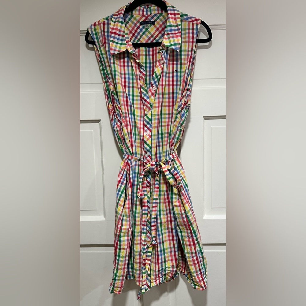 Tommy Hilfiger Multicolor Plaid Sleeveless Shirt Dress